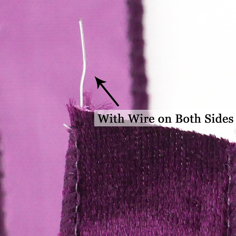 Meedee Purple Velvet Ribbon - 1 Inch Wired 25 Yards Crushed Velvet Halloween Wired Ribbon for Wreaths & Christmas Bows - Image 3